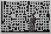 Paulina Olowska, Crossword Puzzle with Lady in Black Coat, 2009. Courtesy Galerie Daniel Buchholz, Cologne/Berlin