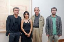 At the opening of “Beuys and Beyond – Teaching as Art” at the Museo de Artes Visuales (MAVI), Santiago de Chile: participating artists Arturo Duclós, Mónica Bengoa, Eduardo Vilches, Rodrigo Galecio 